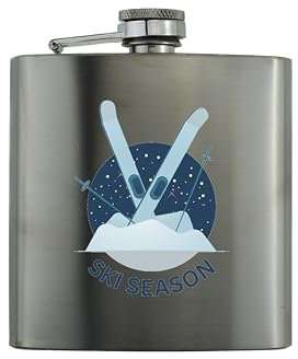 Flasque en acier inoxydable – Gourde de saison de ski pour les amateurs de ski – Bouteille d'alcool colorée pour whisky et rhum – Accessoires de ski – Parfaite pour Noël et anniversaire – Flasque de