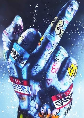 KUSTOM ART Poster Decorativo da Parete Dito Medio Versione Pop Art Stampa Artistica su Carta Patinata 42x30 cm Senza Cornice