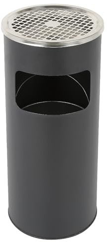 MENGDA Standaschenbecher mit Inneneimer, Edelstahl Standascher und Mülleimer in einem, Herausnehmbarem Ø 25 x 60 cm 30L (Schwarz)