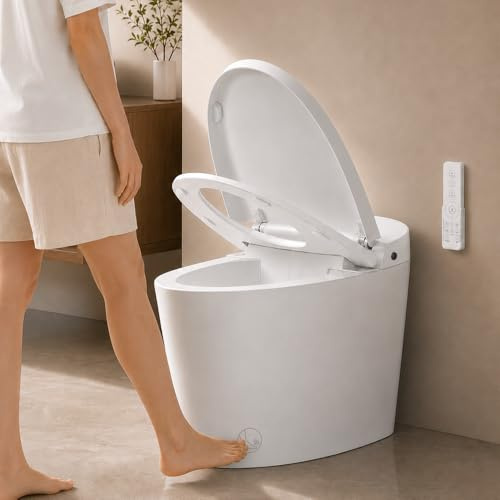 EPLO Smart Toilet Bidet with Auto Open Close,Foam Shield,1000G MaP Flush Score,ADA Comfort Chair Height,Blackout Flush,Heated Seat,Air Dryer,One Piece Modern Elongated Toilet with Tank Pump E18PRO
