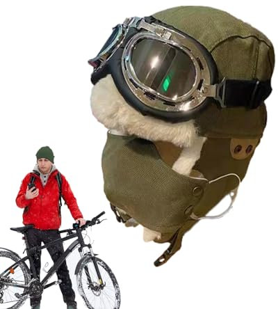 Toseky Piloten-Wintermütze,Winter-Pilotenmütze mit Schutzbrille | Winter-Trappermütze mit Ohrenklappen | Flugkostüm-Wintermütze, multifunktionale Pilotenmütze und Schutzbrille, stilvoll für Skifahren