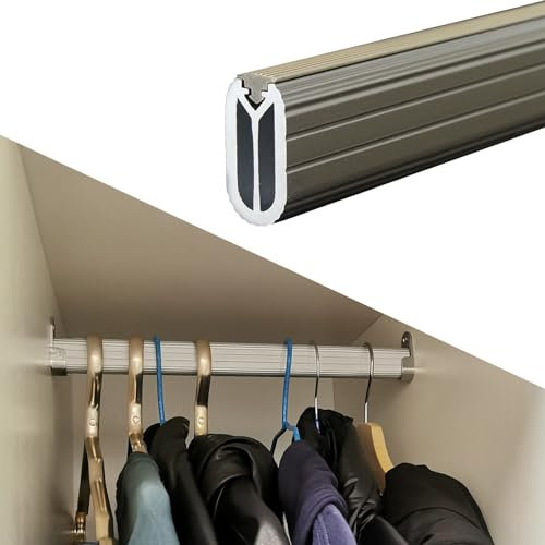 Schrankrohr Hochleistungskleiderschrankstangen-Wandhalterung, Wäscheständer Aus Metall und Aluminium zum Aufhängen von Kleidung, Wasserdichte, Maßgeschneiderte Garderobenstange ( Color : Champagne , S