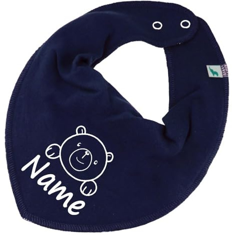 HALSTUCH Bär mit Name oder Text personalisiert für Baby oder Kind aus Baumwolle in Einheitsgröße