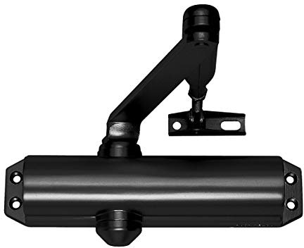 TESA DC120 Türschließer, EN 4, bis 80 kg, Gestängearm, Schwarz RAL 9005, Oberflächenmontage, Schließgeschwindigkeit und Endschlag einstellbar
