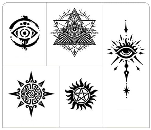 5 Pieces Of All-Seeing Eye Of The Sun Juice Herbal Temporary Tattoo Fake Tattoo Stickers Waterproof Semi-Permanent For Men And Women Lasting For Two Weeks