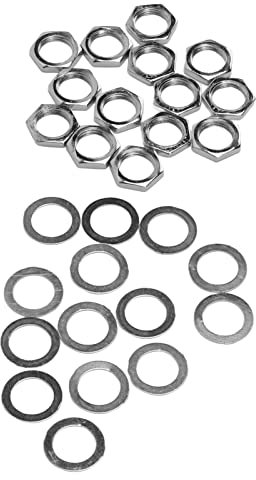 E-Gitarren-Muttern-Unterlegscheiben-Set, Hochfestes Muttern-Unterlegscheiben-Set, Instrumentenbuchsen-Verbindungsbefestigungen für E-Gitarren-Bass, M9-Innengewinde (SILVER)