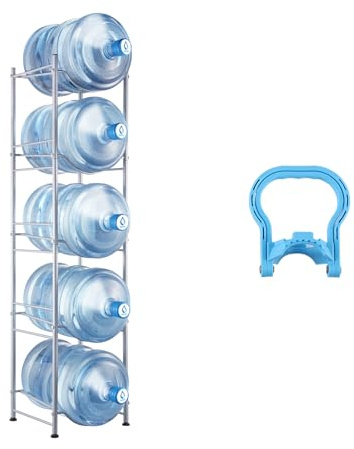 VEVOR Portabottiglie per Acqua a 4 Livelli, da 18,9 L, a Singola Fila per 4 Bottiglie, Resistente per Cucina Ufficio Soggiorno Nero