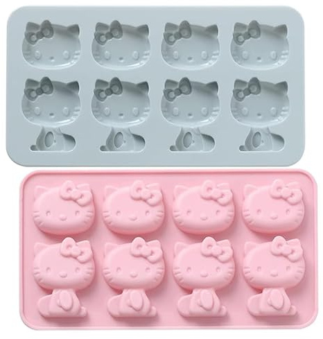2 Stück Cartoon Cat Süßigkeitenform,Schokoladenform,Silikonformen,Muffinsform,Kleine Katze Geformte Keksform,Eiswürfelform,Anime Karikatur Molds für Süßigkeiten,Keks,Chocolate,Kuchen,Gelee,Candy