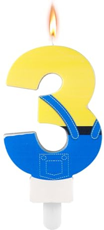 Anime Themed Candles, Cartoon Blue and Yellow Birthday Candles Cute Blue Jeans Cartoon Happy Birthday Candles Birthday Number Candles Perfect Birthday Cake Decorations(Number 3)
