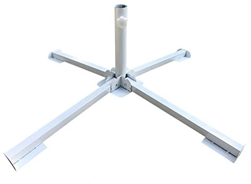 Metal Foldable Garden Parasol Cross Base Cantilever Umbrella Stand Patio Umbrella Base Parasol Sun Shade Stand Holder White Foldable Outdoor Umbrella Base Stand