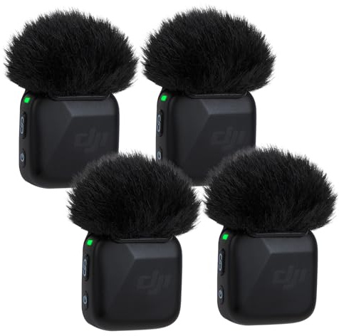 YOUSHARES 4 Stück Mikrofon Windschutz für DJI Mic Mini, Schwarz Fell Mikrofon Popschutz für DJI Mic Mini zur Rauschreduzierung und Klangverbesserung, Ideal für Vlogs, YouTube und Smartphone-Aufnahmen