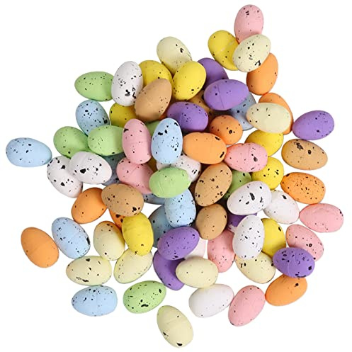 Osterdeko Ostereier Klein 100 Stück Mini Ostern Eier Deko Set Ostereier zum Basteln & Dekorieren Bunte Schaumeier Osterdekoration für Osterkörbchen Osterkranz Frühlingsdeko Ostern Geschenke