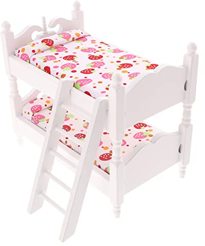 HEMOTON Puppenhaus Etagenbett Etagenbetten Miniatur Etagenbett Modell Mini Möbel Modell Miniatur Möbel Puppe Mini Bett Puppe Zubehör Weiß