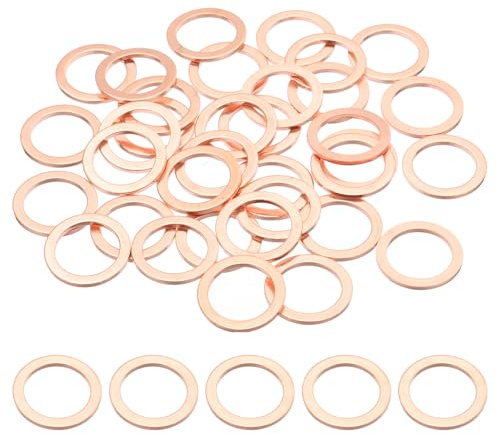 PATIKIL 35Pz Rondelle Rame M16, Rondelle Piatte in Rame M16x22x1.5mm Kit Rondella Tenuta Assortimento Metallo, Tappo di Scarico olio Anello di Guarnizione per Autoveicoli, Viti e Bulloni