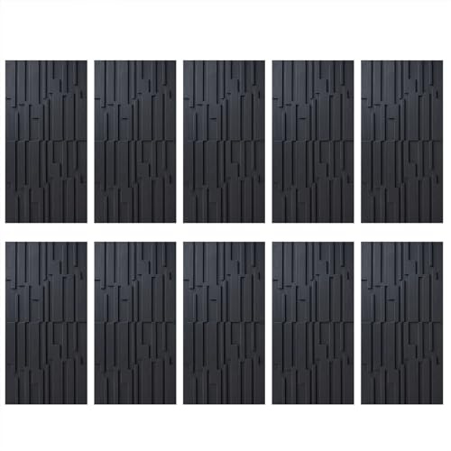 Oracra Wall Paneling Modern 3d Wall Panels Decor, 2/4/6/8/10 Pcs Waterproof PU Cladding Panels Wood Grain Texture, DIY Wall Art Paneling for TV Background, Bathroom(Black,10pcs)