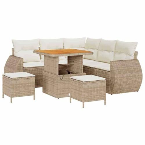vidaXL 8-delars trädgårdsoff set med kuddar utomhus sektionell bekväm sittplats för 5 UV-beständigt rotting och polyester ram perfekt patio möbler livsoffor modulär lounge hörn två-sits