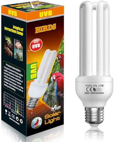 GlowUp 20W UVB 2.4 Vogellampe E27 für Papageien, Vögel, Reptilien