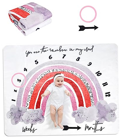 UTHCLO Memory Decke Teiliges Weichem Flanell mit Rahmen und für Babyfotos Monatsmeilenstein Fotohintergrund für Mädchen und Jungen
