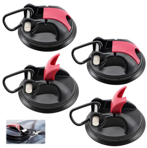 Scettar 4er Saugnapf Haken Stark Set mit D-Ringen Extra Starke Saugnäpfe 30kg Tragkraft,Wiederverwendbar Saughaken Ohne Bohren für Wohnmobil Auto Camping Zubehör Zelte Markisen Badezimmer