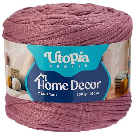 Utopia Crafts heminredning t-shirt garn för virkning och stickning 300 g (Aubergine Purple), 300 g)