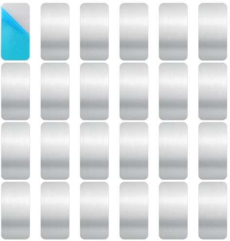 Adhesive Metal Plates for Magnetic Mounts, 24 Pcs 2.36x1.18 Inch Rectangular Iron Strips with Strong Backing Glue and Protective Film for Magnets on Non-Steel Vents