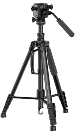 Fockety Trépied/Monopode pour Appareil Photo, en Alliage d'aluminium, Hauteur réglable de 59 à 195cm, avec rotule 3D et Sac de Transport, pour numériques, Hybrides Smartphones