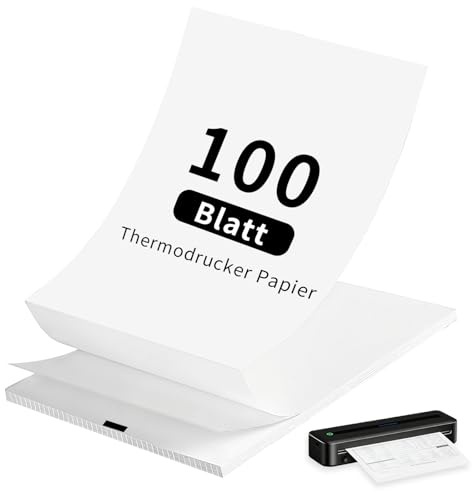 100 Blatt Thermopapier A4, Schnelltrocknendes Thermodrucker Papier | Schnelltrocknend, Klare Druckergebnisse, Tintenfrei, Öl- Und Abriebfest, Für Dokumente, Notizen Und Etiketten