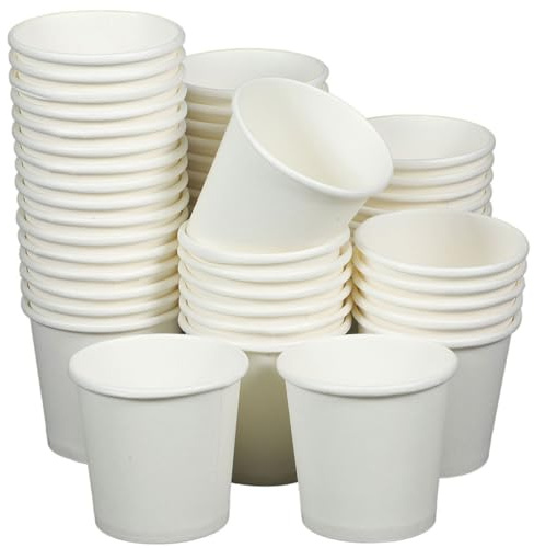 FONDOTIN 200 Gobelets en Papier Blanc pour Café à Expresso 1,7 Oz, Jetables et Portables, Design Élégant, Adaptés Maison Voyages