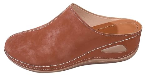 Träskor & sandaletter för kvinnor stängda tår, tofflor damer breda fötter kilklack sandaler båge stöd sportsandaler lätta promenadskor sommar fritidsskor slip-on kilsandaler, BRUN, 38 EU