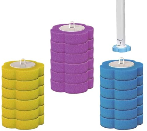 UIEXEA 18 Pezzi Spazzole per il Bagno per WC Testine di Spazzola in Spugna Ricaricabili Spazzolino da WC Usa e Getta con Detergente Ricarica Smaltibile Spazzole per il Water