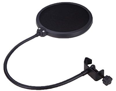 Almeigrity Studio Microfono Mic Filtro anti-pop Maschera antivento Shied Doppio strato Albero regolabile Flessibile per registrare Parlare Cantare