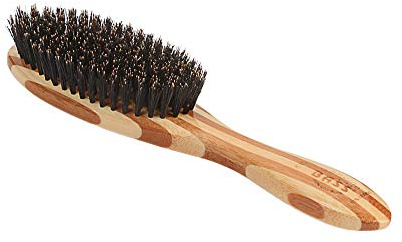Bass Brushes | Shine & Condition Hair Brush | Natural Bristle FIRM | Pure Bamboo Handle | Full Oval | Striped Finish | Model 876S - SB