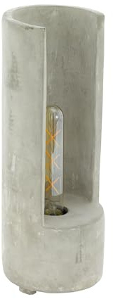 EGLO Tischlampe Lynton, 1 flammige Tischleuchte Vintage, Industrial, Retro, Nachttischlampe aus Beton in Grau, Lampe mit Schalter, E27 Fassung, H 37 cm