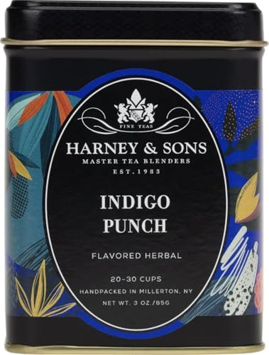 Harney & Sons Indigo Punch | 2 oz tè sfuso con farina di pisello farfalla con rosa canina, pezzi di mela e lampone