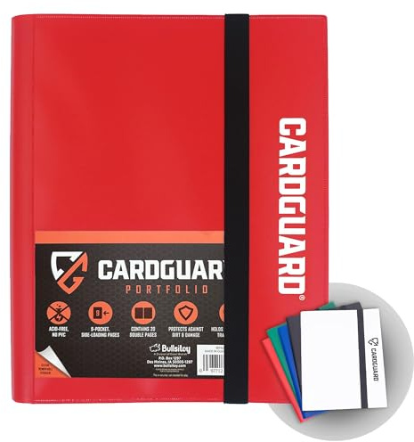 CardGuard Trading Card Binder Pro-Folio – 9 Pocket Binder - Side-Loading Album, Durable & Acid-Free Storage for Pokémon, YuGiOh, MTG, TCG, Game & Sports Cards, Red