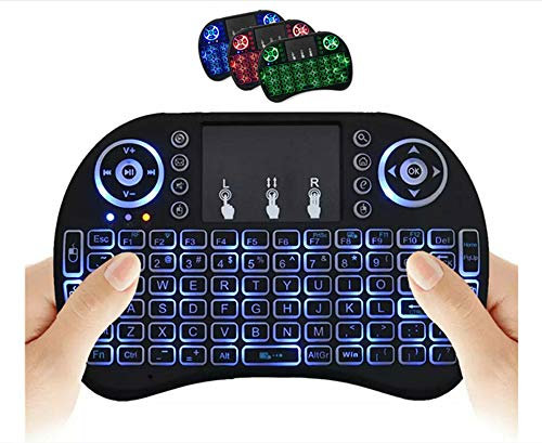 Mini teclado inalámbrico con mando a distancia Touchpad Mouse Combo Controlador con retroiluminación RGB para Android TV Box Smart TV con OS + USB PC Ordenador portátil Ventana OS HTPC Home Theater PC