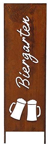 Schild Spruchtafel Gartenschild Edelrost rostige Gartendeko 115cm Edelrost (Biergarten)