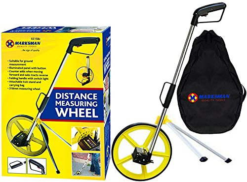 Marksman Professional Distance Measuring Wheel Foldable with Stand & Carry Bag Building Surveyors Contractors Road Land Walking Measure Industrial Builders DIY Layout Hand Tools UK Free P&P