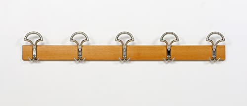 furni24 Garderobenhaken,Holzpaneel Wandhalterung 100cm mit 5 Metallhaken, Wandgarderobe Wandpaneel Garderobenpaneel, Garderobe für Diele,Schlafzimmer, Badezimmer