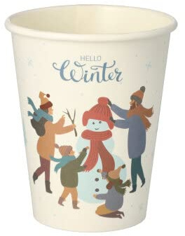 PAPSTAR Trinkbecher, Pappe pure 0,2 l Ø 8 cm, 9,2 cm Hello Winter 87872 Einwegbecher Pappbecher Heißgetränkebecher Thermobecher Glühweinbecher Weihnachtsmarkt, 1000 Stück
