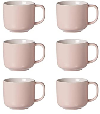 Ritzenhoff & Breker Kaffeetassen Jasper, Rosé, 6er Set, 240 ml, Teetassen & Milchkaffeetassen aus Steinzeug, Soft-Touch-Haptik & Mattglasur