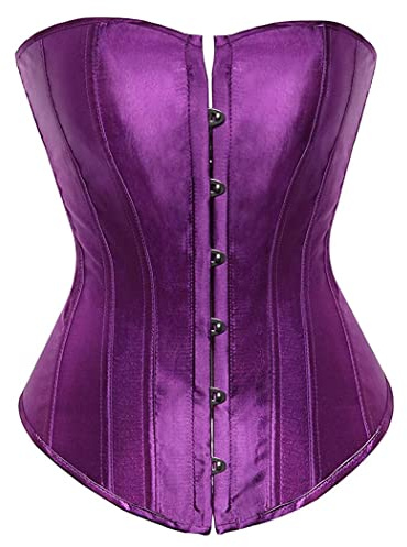 Grebrafan Corset Mujer Princesa Corsés Satén Vintage Retro XS Morado Oscuro