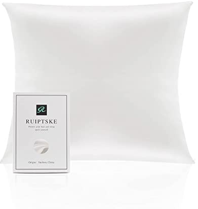 Kissenbezug aus Seide, 100 % Seide, 22 Momme, Öko-TEX®-zertifiziert, Vorteile für Haar und Haut, Anti-Aging, Anti-Staubmilben (60 x 60 cm, weiß)