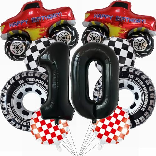 Yunchu Online Luftballon Auto Geburtstag Kit Monster Truck Cars Geburtstagsdeko Junge 10. Truck Geburtstag Dekoration Auto Thema Party Dekorationen für Monster Truck Rennen Auto Theme Party Supplies