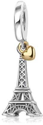La tour eiffel Charmes pour Bracelets Charms de Perles ajourées en Argent Sterling 925, charmes pour Bracelets et Colliers pour Femmes