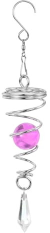 PATIKIL 8 Gazing Ball Spiral Tail, Decorative Wind Spinners 1 Crystal Glass Ball with Hanging Swivel Hook for Indoor Outdoor Garden Decoration, Purple