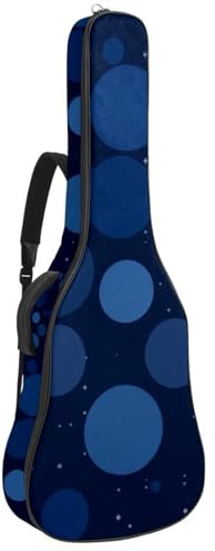 Universell wasserdichte Tasche für Akustikgitarre, 40/41/42 Zoll Gitarren, mehrere Taschen, Schutzschicht, blau kreisförmig geometrisch, mehrfarbig, 42.9x16.9x4.7 in, Gitarrentasche