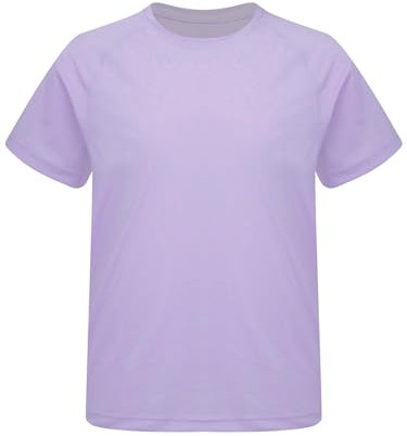 MSemis Unisex Kinder T-Shirt Sport Top Schnell Trocknendes Kurzarm Fitness Rundhals Jersey T-Shirt Laufshirt Trainings Funktionsshirt Helles Lila 122-128