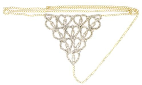 Hokech Herz Strass String Unterwäsche Bauchkette Einfache Taille rund für Frauen Bikini Kristall Körper Kette Schmuck Geschenke