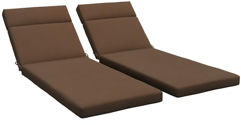 Outsunny Lot de 2 Matelas pour Chaise Longue transat Bain de Soleil avec Sangles d'attache pour Jardin Matelas Uniquement dim.196L x 55l cm Marron